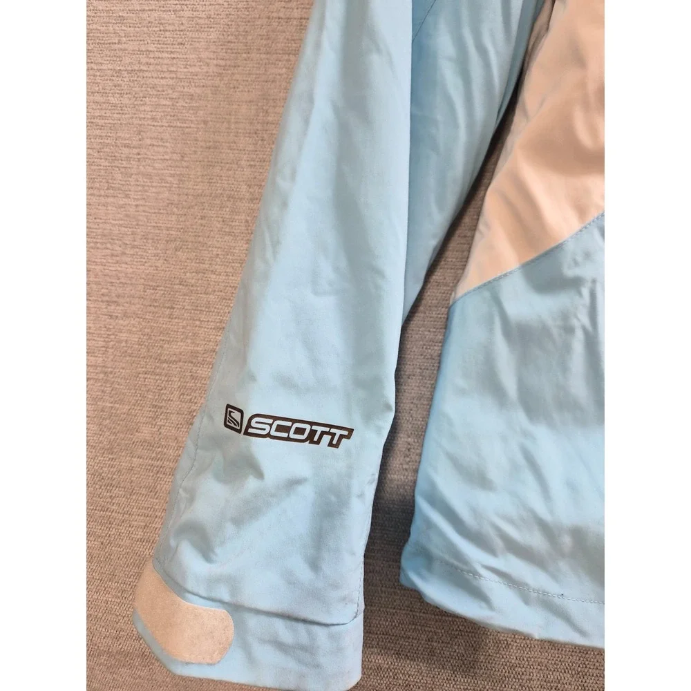 Freeride Scott Ski Jacket Womens L Blue White Mock Neck Raglan Sleeve Full Zip
